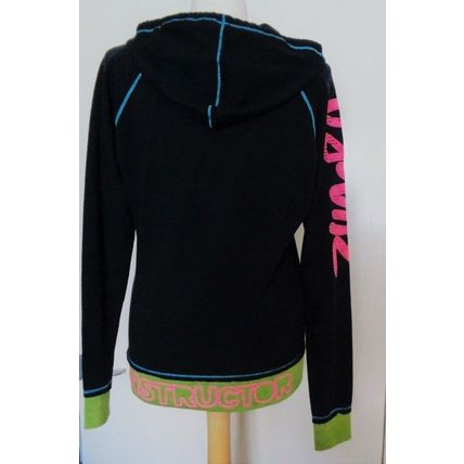 Zumba Long sleeve zip up Instructor Hoodie Sweat Top Black Multi S