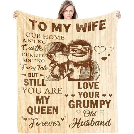 CENSIHER Gift for Wife from Husband to My Wife Blanket Wedding Anniversary Roman