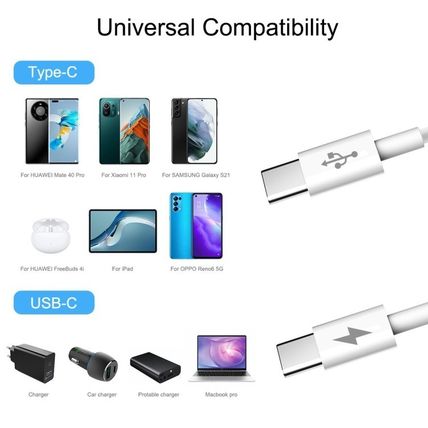 HAWEEL 25W 3A (Type-C) USB-C to USB-C PD Fast Charging Data Cable 2m White