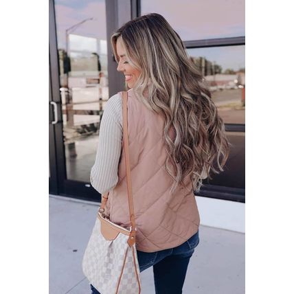 Pink Fleece Lined Quilted Vest Coats