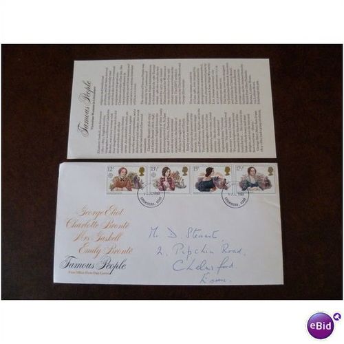 1980 GB Famous Authoresses stamps PO FDC Chelmsford Essex