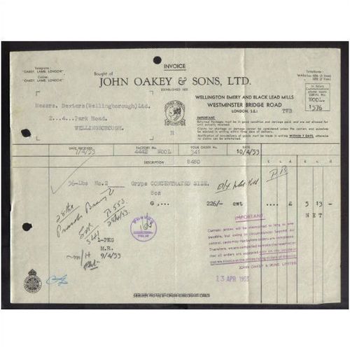 JOHN OAKEY & SONS LTD, WELLINGTON MILLS,WESTMINSTER BRIDGE RD,LONDON,SE1,10-4-5