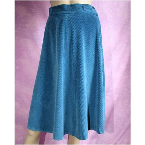 Vintage 1970 Blue Corduroy Skirt Size 10 Womens
