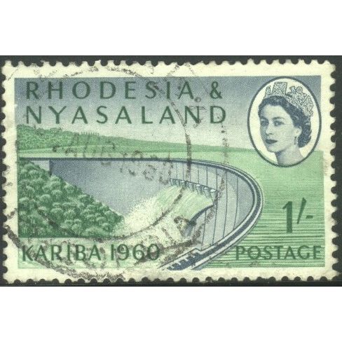 Rhodesia & Nyasaland 1960 - SG34 - 1/- blue/green - Barrage Wall - used