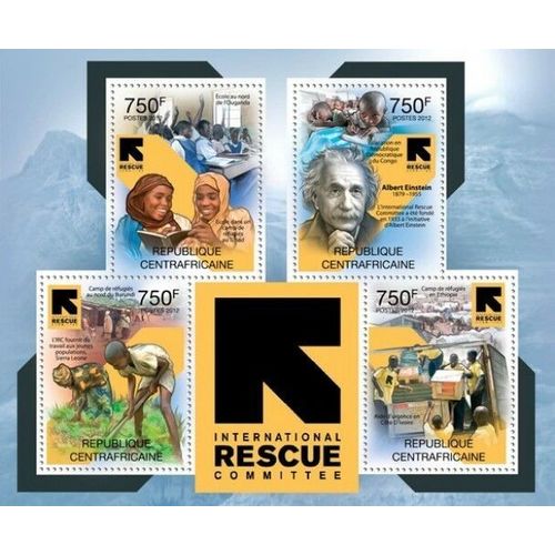 CENTRAL AFRICA 2012 SHEET MNH INTERNATIONAL RESCUE COMMITTEE EINSTEIN NOBEL