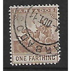 BARBADOS 1892 1/4d BROWN SG 163 FINE USED