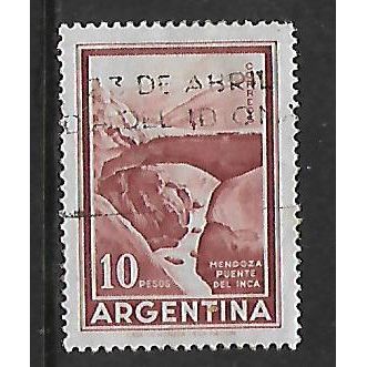 ARGENTINA REP 1959 10p RED INCA BRIDGE MENDOZA SG1038 FINE USED