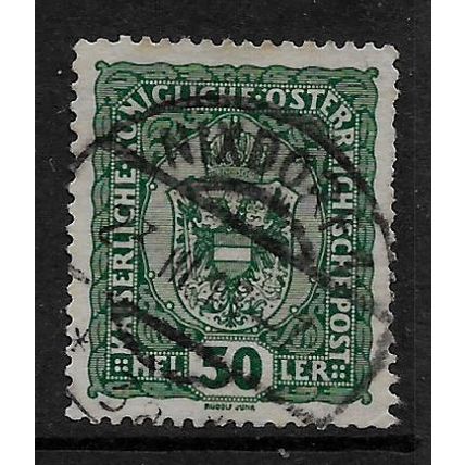AUSTRIA 1916 50H GREEN ARMS OF AUSTRIA SG 257 FINE USED#