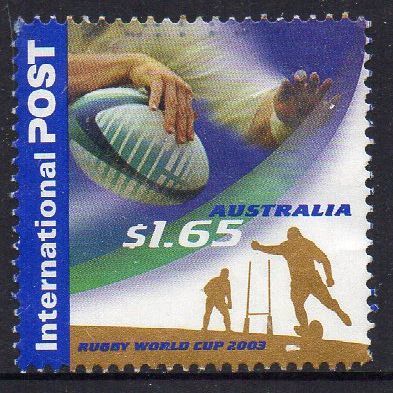 Australia 2003 Rugby World Cup - Ball in Hand, Shot at Goal $1.65 Int Post Used