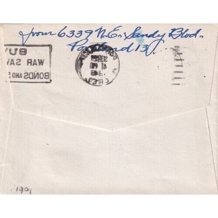 United States 1946 Portland Oregon local Cover Portland cancel written VGC