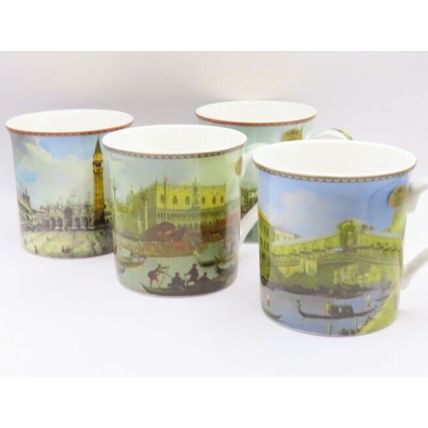 Venice Mugs Set of 4 Fine China 8.5 CM Boxed Gift Microwave Dishwasher Proof