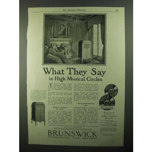 1921 Brunswick Phonograph Ad - What They Say