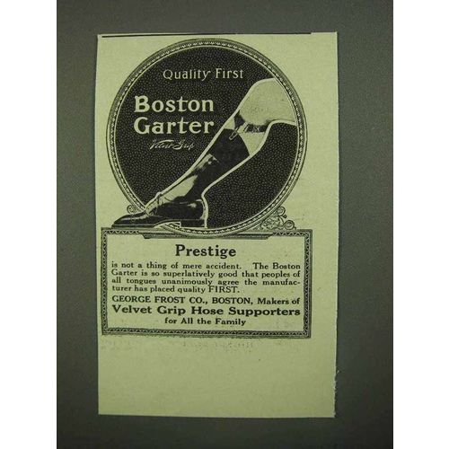 1921 Boston Garter Ad - Quality First