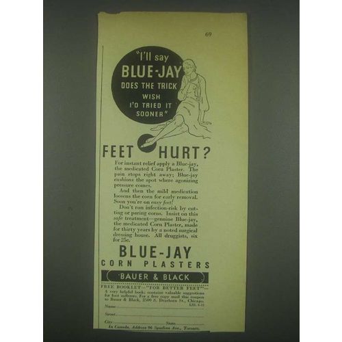 1932 Bauer & Black Blue-Jay Corn Plasters Ad - I'll Say