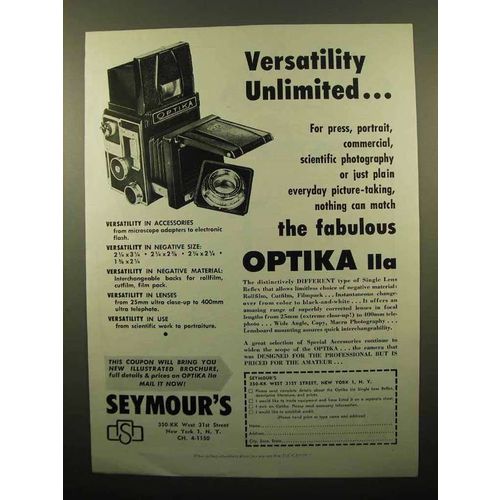 1960 Optika IIa Camera Ad - Versatility Unlimited