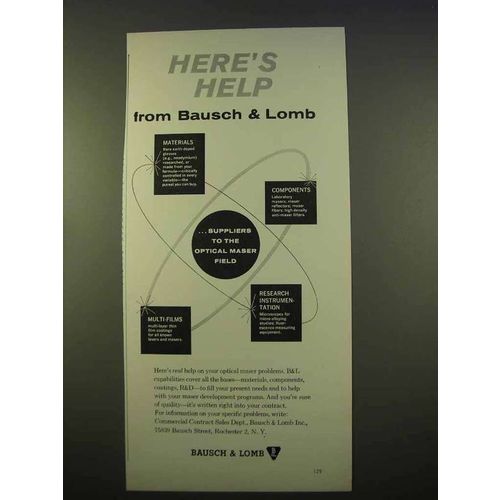 1963 Bausch & Lomb Commercial Contract Sales Ad