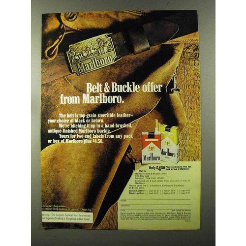 1973 Marlboro Cigarettes Ad - Belt & Buckle Offer