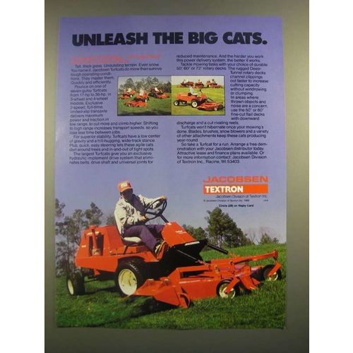 1988 Jacobsen Textron Turfcat Mowers Ad - Unleash the Big Cats