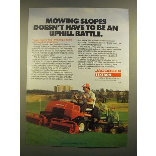 1988 Jacobsen Textron Tri-King 1471 Mower Ad - Mowing Slopes