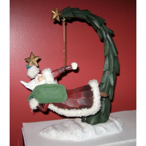 Flying Santa & Curved Christmas Tree As Hanger, Wood & Fabric