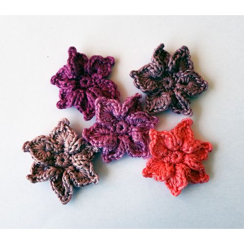 Flower appliques #F036 embellishments 5 pieces cotton crochet 42 mm diameter