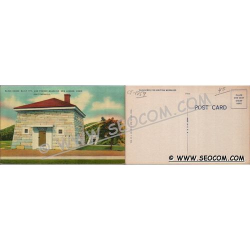 CT New London Postcard Block House Built 1775 & Powder Magazine Fort Trumb~1859