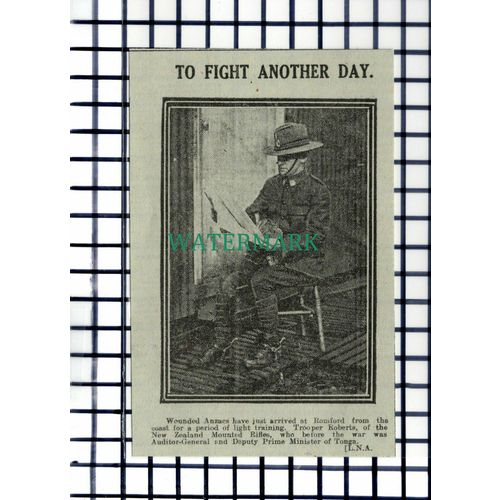 C7238) Trooper Roberts New Zealand Mounted Rifles Romford Tonga - 1916 Cutting