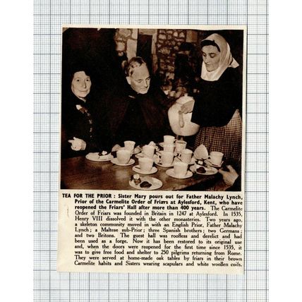 Aylesford Priory Sister Mary Father Malachy Lynch Carmelite Order - 1951 Cutting