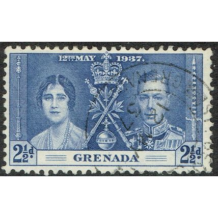 Grenada 1937 Coronation 2½d Blue SG151 FU