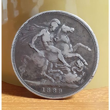 1889 Queen Victoria UK United Kingdom 92.5% Sterling Silver Crown Coin