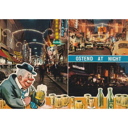 6x4 Continental size printed Ostend at Night Multiview Belgium