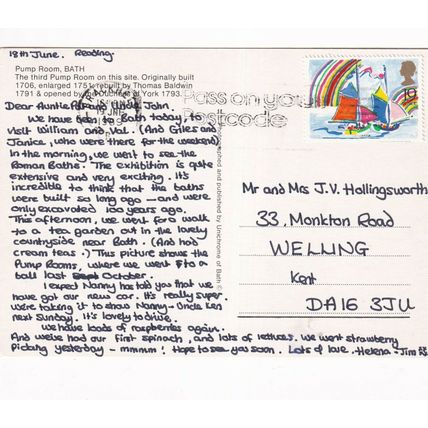 Pump Room Bath Somerset Postcard 1989 posted VGC