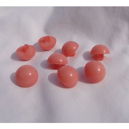 A8 8 Salmon Pink Mushroom Buttons 15mm Shank Dome Sewing Crafting