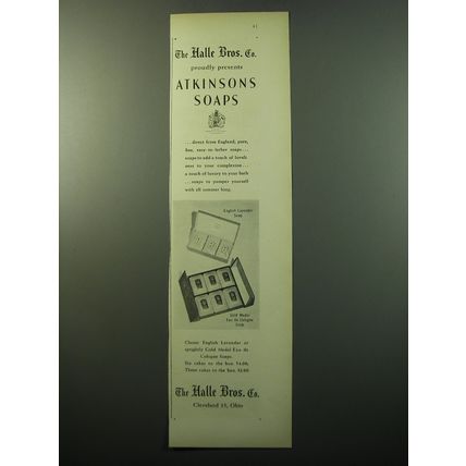 1950 Halle Bros. Atkinsons Soaps Advertisement