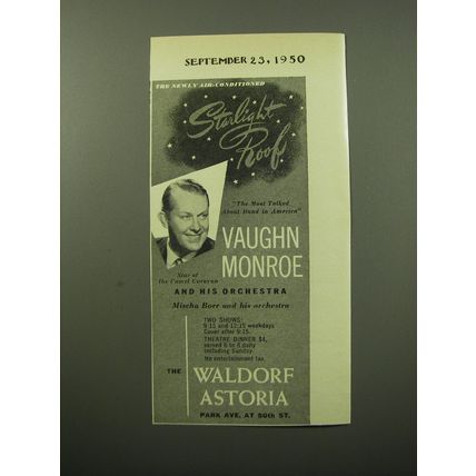 1950 The Waldorf Astoria Hotel Advertisement - Vaughn Monroe