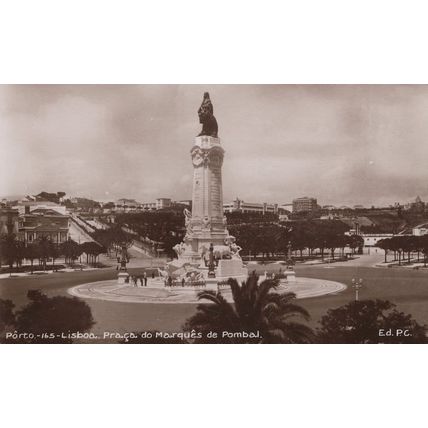 Porto Lisboa Praco Do Marques Dr Pombal Real Photo Postcard