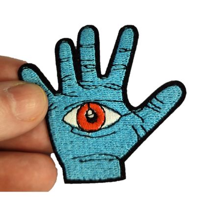 Evil Eye Hand Iron on Patch Embroidered Small 6cm x 6cm Sew Badge Motif P491