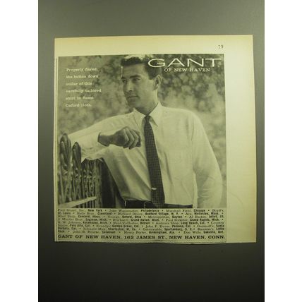 1958 Gant of New Haven Shirts Ad - Properly flared.. the button down collar