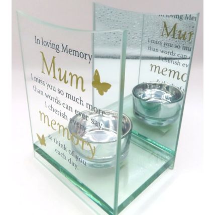 Mum Memorial Oil Burner Glass Oblong 12 CM Sentimental Verse Gift Grief