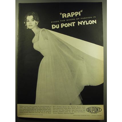 1959 Du Pont Nylon Ad - Rappi finds the shape of fashion in Du Pont Nylon