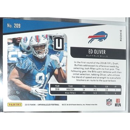 2019 Panini Unparalleled ED OLIVER (Bills) Rookie Card #209