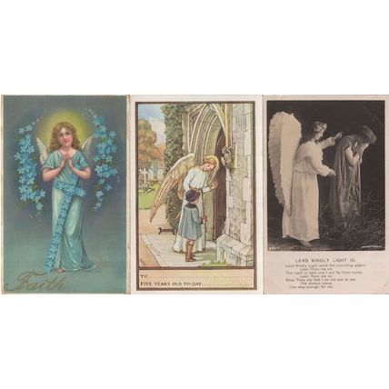Guardian Angel Five Year Old Child 3x Religious Greeting Postcard s