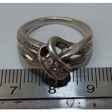 Womens 6.5 Silver 925 Ring 5.02g Grams Bow Tie Style Wedding Engagement