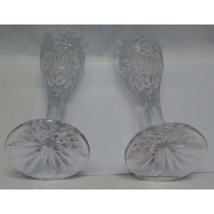 2 Mint 24% Crystal JULIA Cut Poland Fluted Champagne Glass Wine Glasses - 8 1/2"