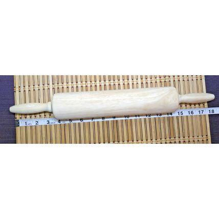 Vintage Wooden Pastry Dough Plain Rolling Pin With Handle Brown 18 Inches FLAW