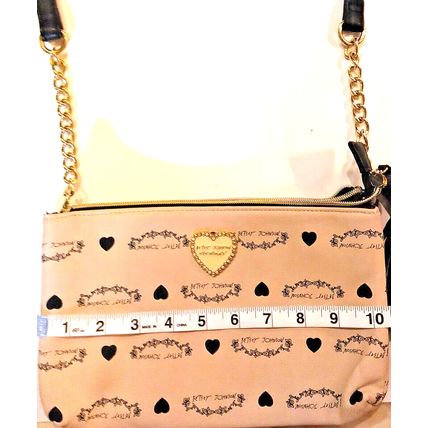 Betsey Johnson Women's Crossbody Beige White Two Tone Leather Zipper Tassle