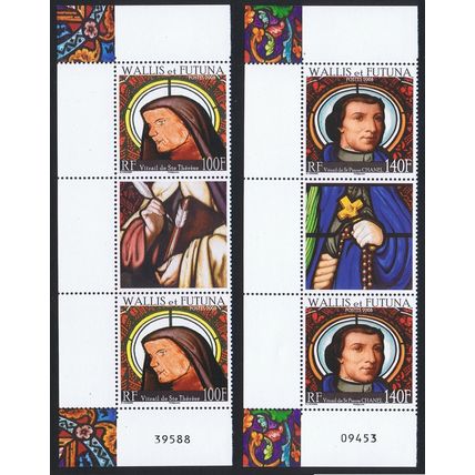 Wallis and Futuna Stained Glasses Strips of 2+label Number 2008 MNH SG#940-941