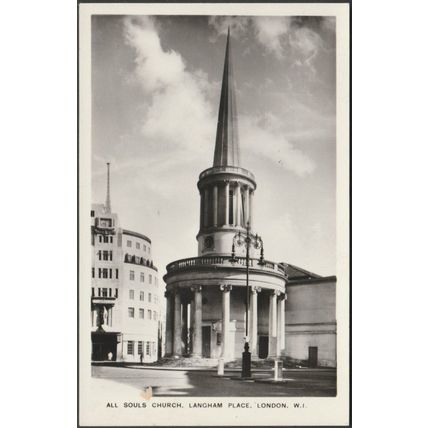 All Souls Church, Langham Place, London W1, c.1950 - Bedford Lemere RP Postcard