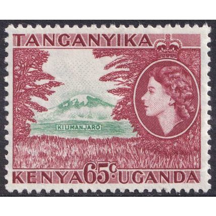 Kenya Uganda Tanganyika QEII 1954-59 65c Bluish Green Brown-Purple SG174 Mint MH