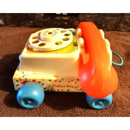 Old Vintage Original Fisher Price Pull Phone # 2063 6 1/2" Long Working 1985